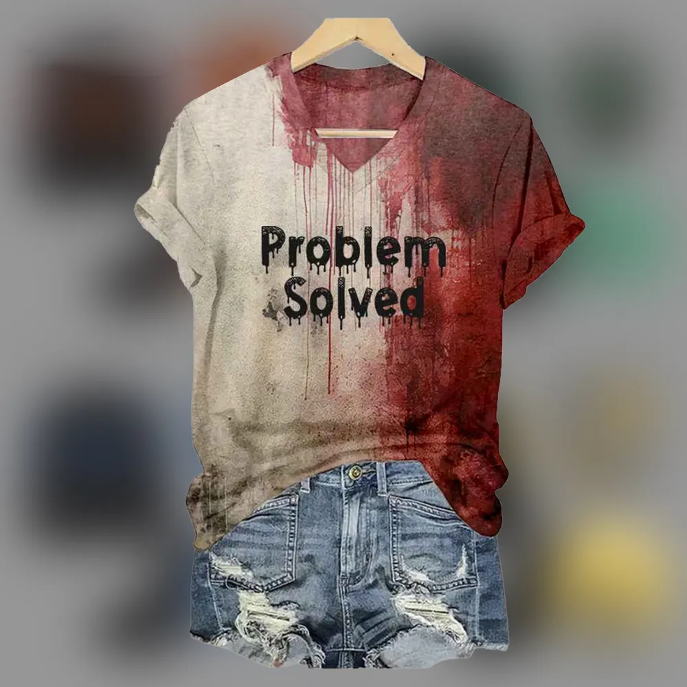 Women’s Problem Solved Blood Dark Gothic Halloween Shirt