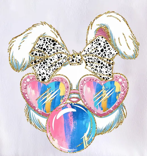 Bunny Blowing Bubble Graphic T-Shirt