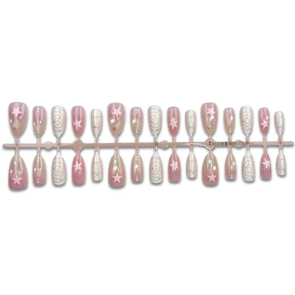 Nailhour Pink 30Pcs Date Cute Gradient Cat Eye Press On Nails