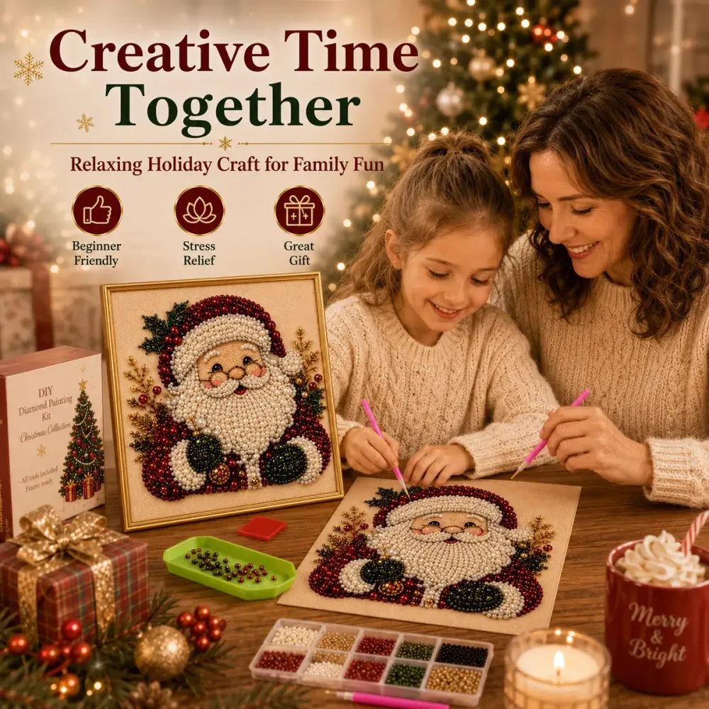 Frameless 3D DIY Beaded Christmas Pearl Diamond Painting