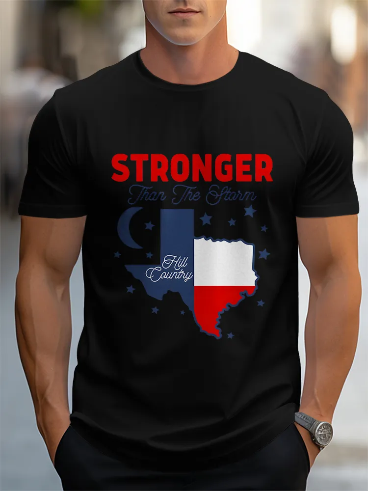 Men'S Casual Style STRONGER Than The Storm Round Neck Slim Fit T-Shirt