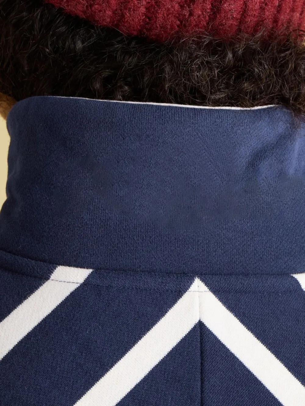 Deep Ribbed Cuffs Navy Blue Funnel Neck Quarter Zip Sweatshirt
