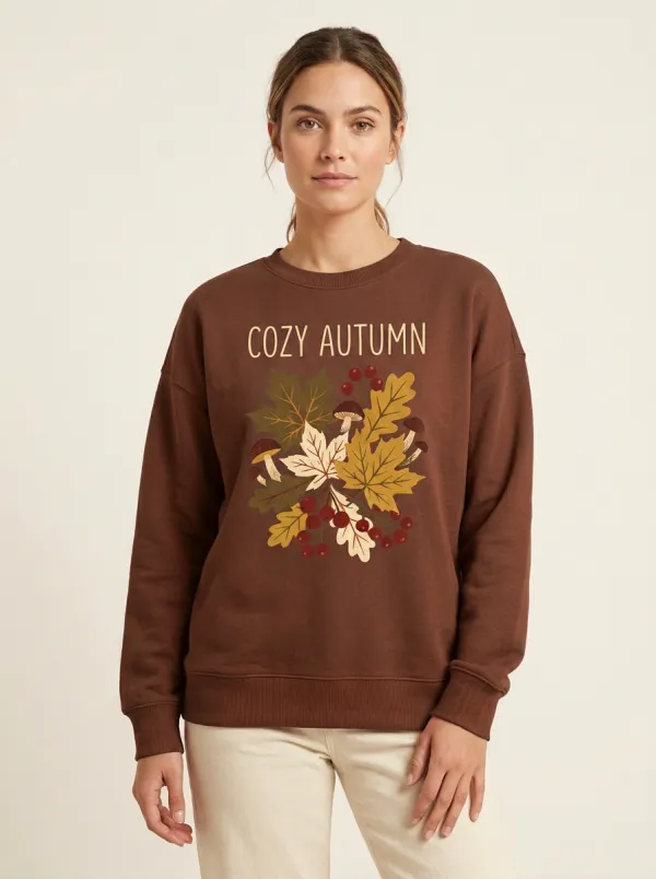 Maple Leaf Mushroom Printed Women's Graphic Sweatshirt