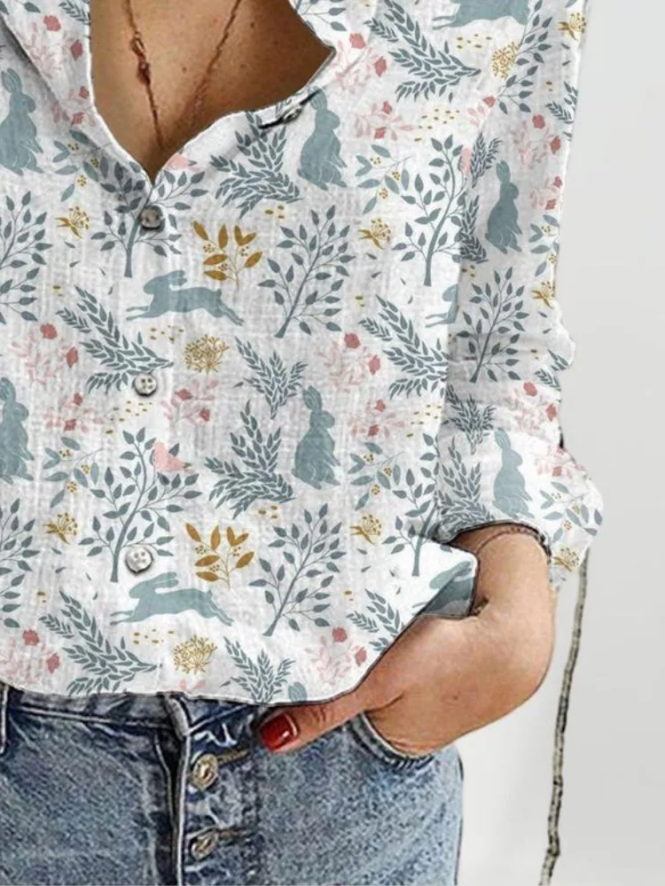 Light Bunny Print Casual Shirt