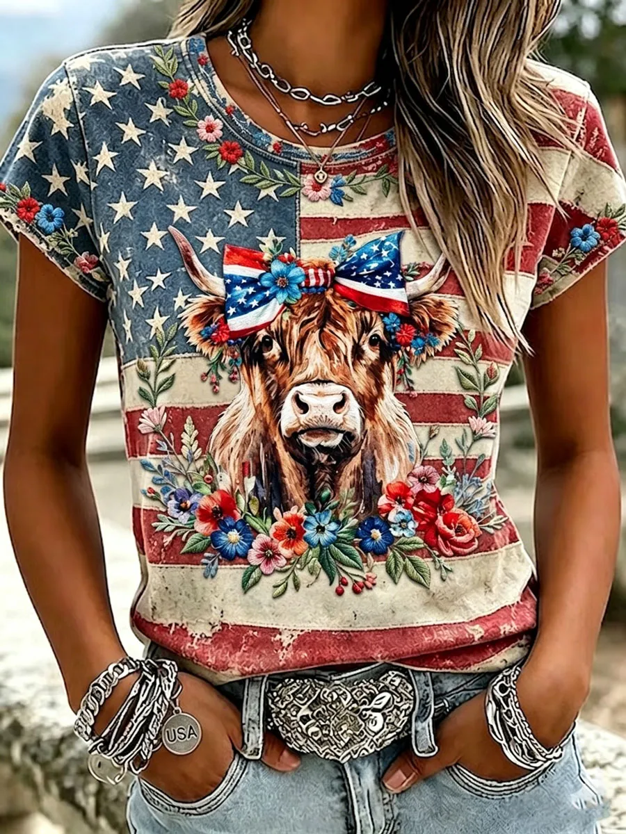 Women's 250th Anniversary Animal Printed Casual T-shirt
