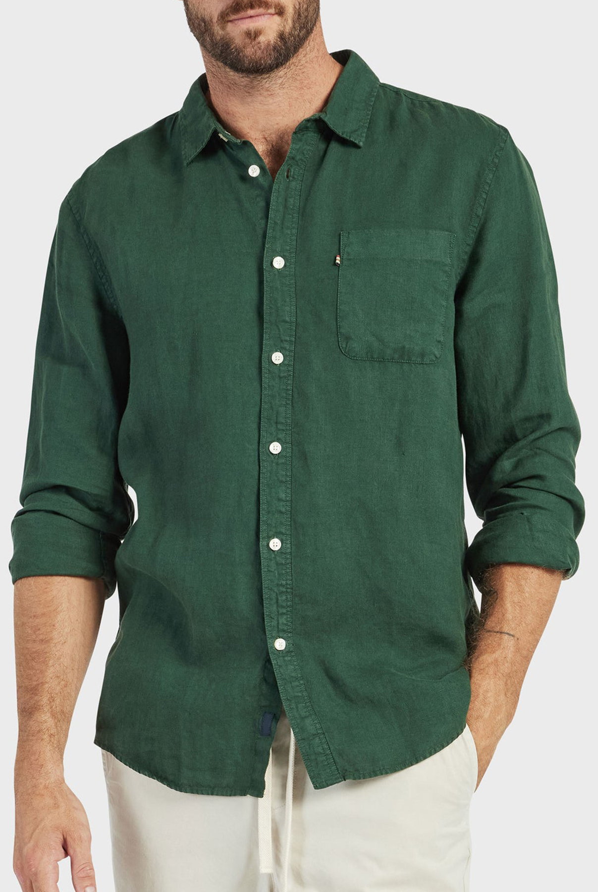 Hampton Linen Shirt-Ash grey