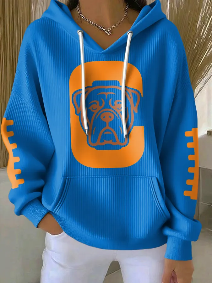 Dogs Printed Casual Hoodies with Pockets