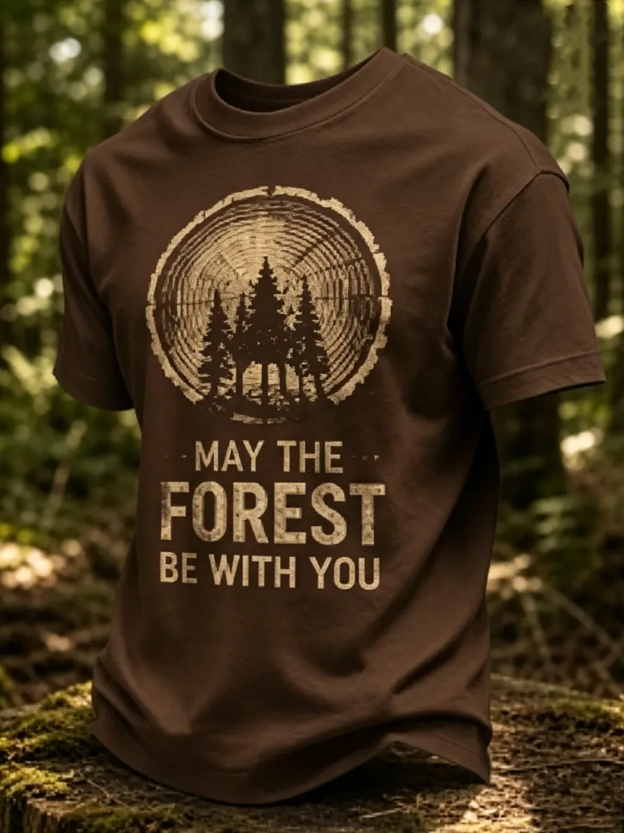 Men's May The Forest Be With You Printed Casual T-Shirt