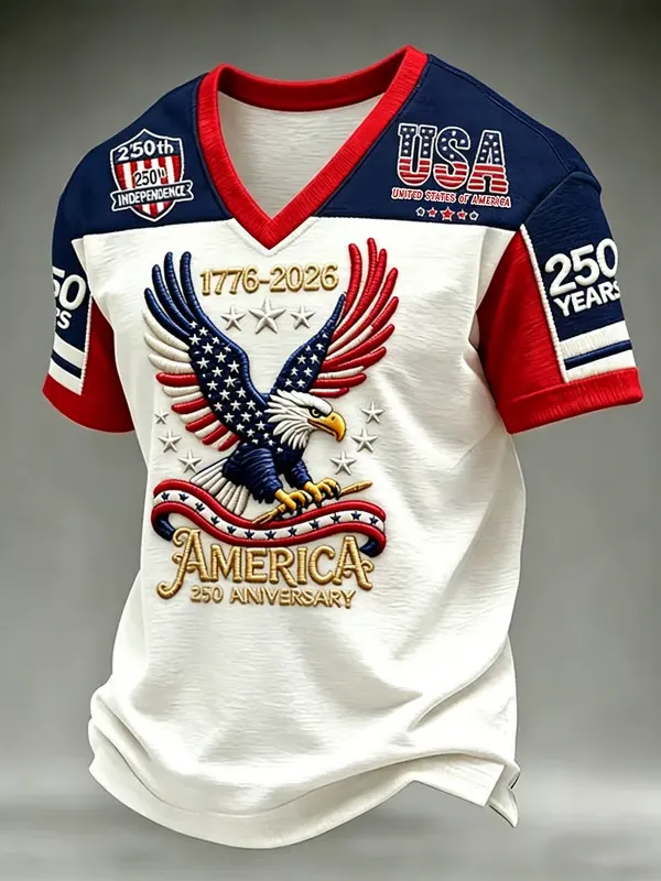 Men' American Flag Cross Printed Casual T-shirt