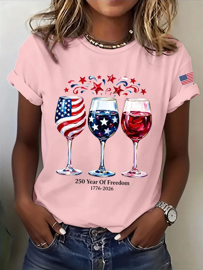 Women'S  America Flag Printed Casual T-Shirt