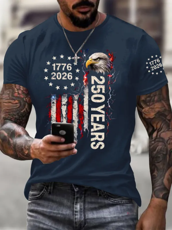 Men'S Bald Eagle American Printed T-Shirt