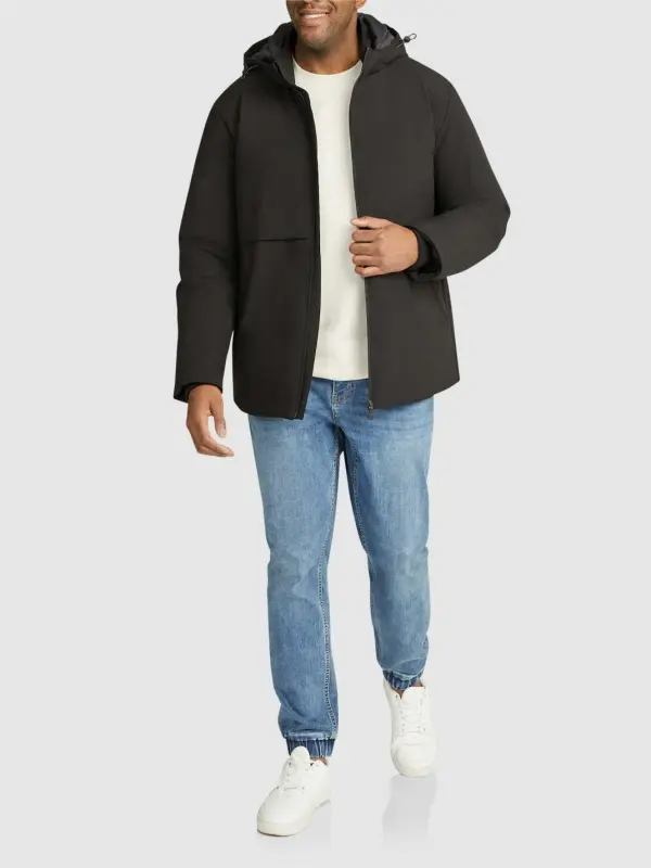Black Casual Hooded Parka Jackets