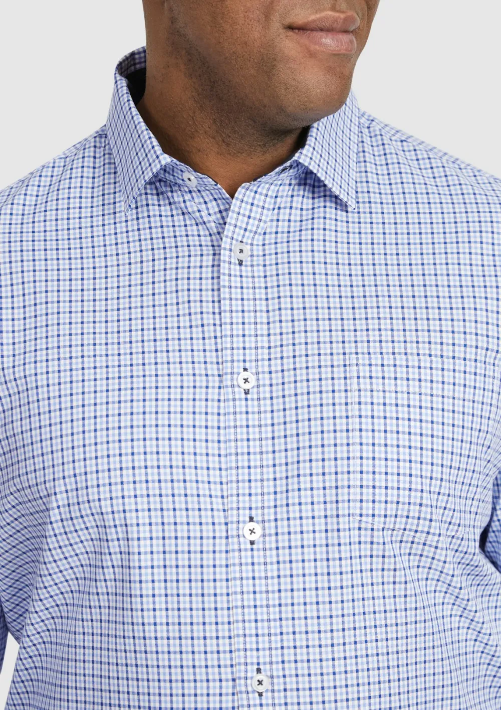 Blue Classic Checked Long Sleeve Shirts