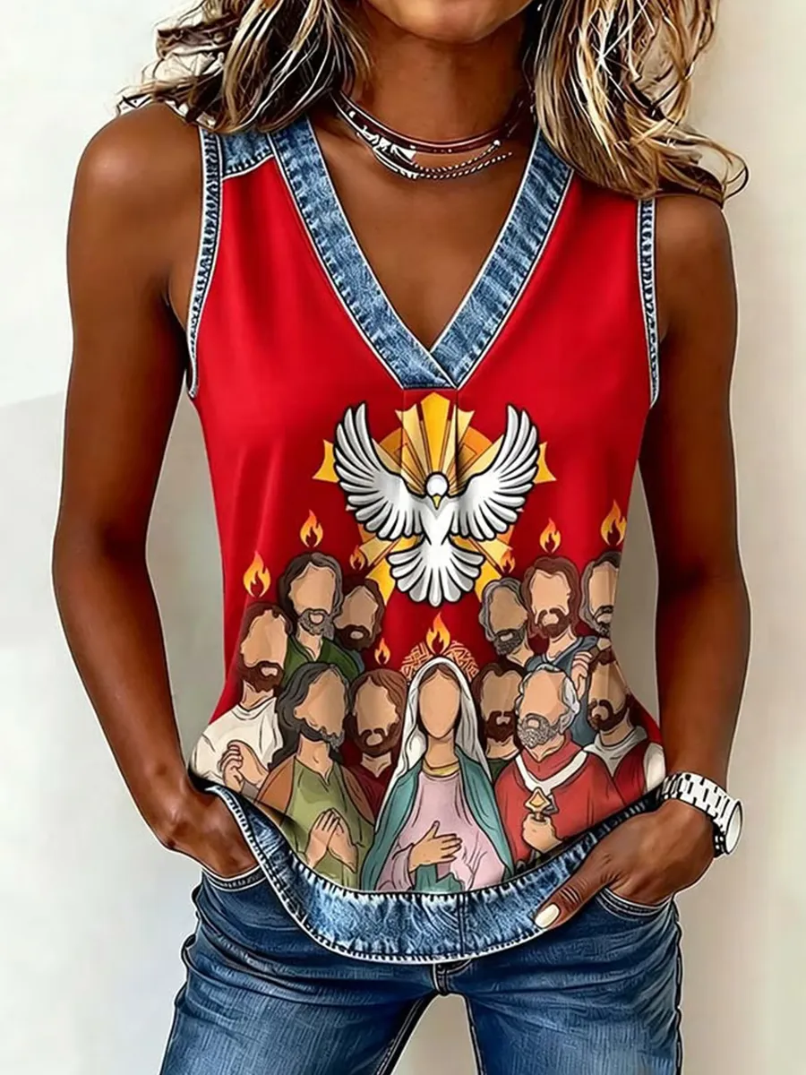 Women'S Faith Art Commemorative Pattern Printed Comfortable Tank Top