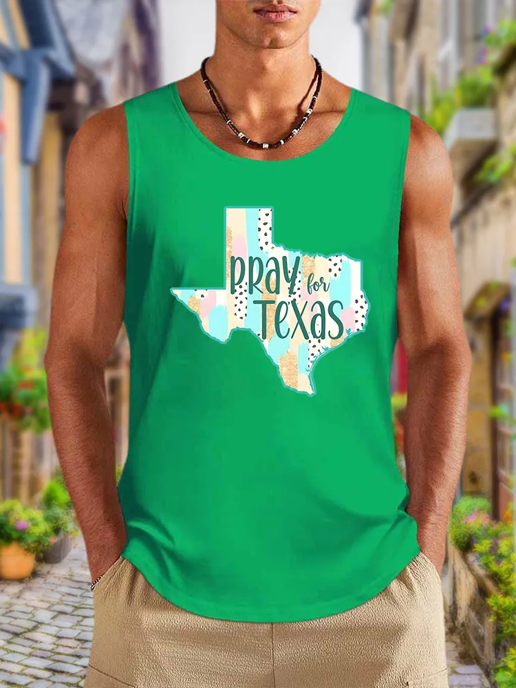 Men'S Simple Style PRAY TEXAS Soft And Comfortable Crew Neck Vest