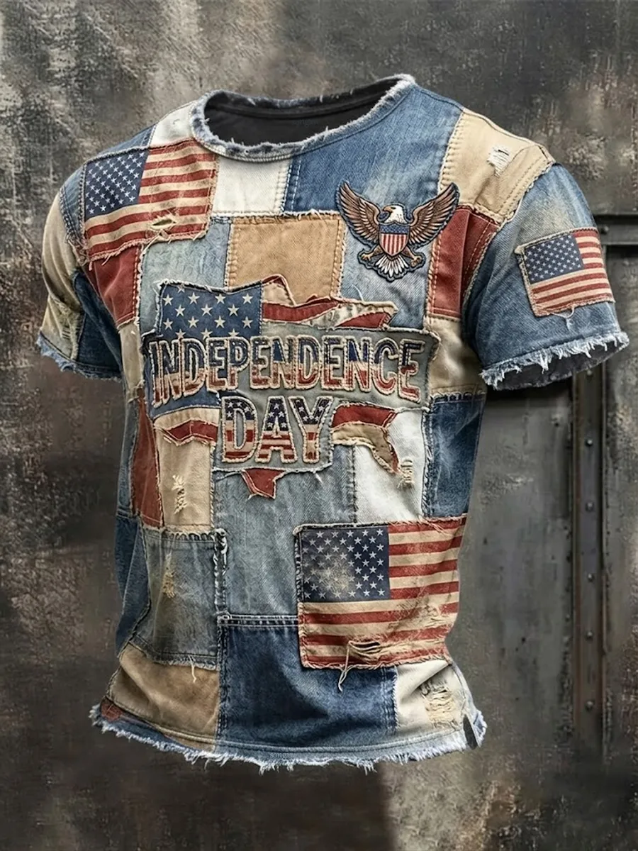 Men'S America Flag Printed Casual T-Shirt