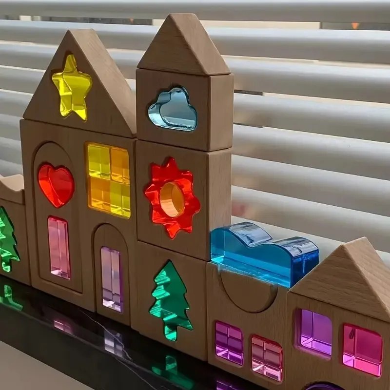 Colorful Cartoon Geometric Building Blocks