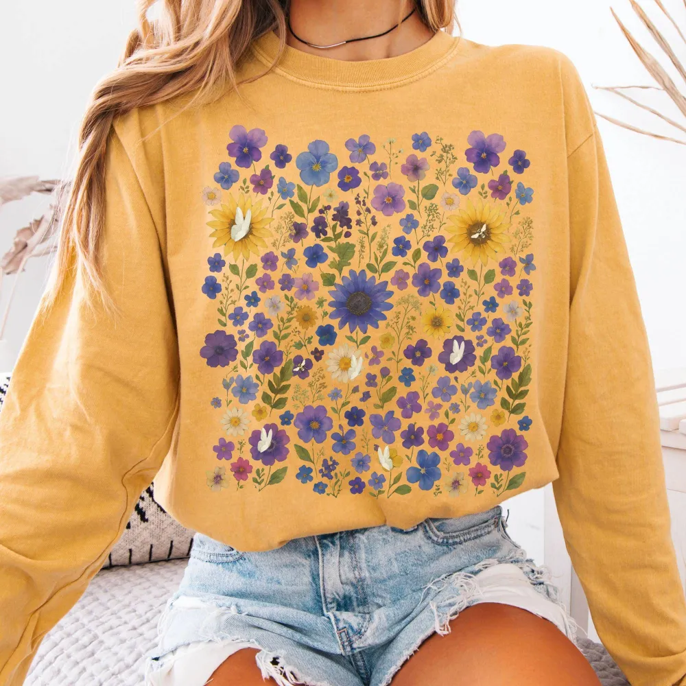 Sunflower Wildflowers Long Sleeve Shirt