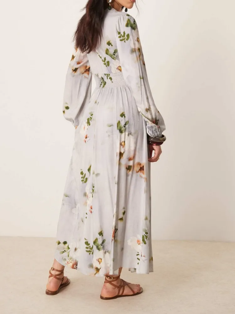 Tied Front V-Neck Maxi Dress
