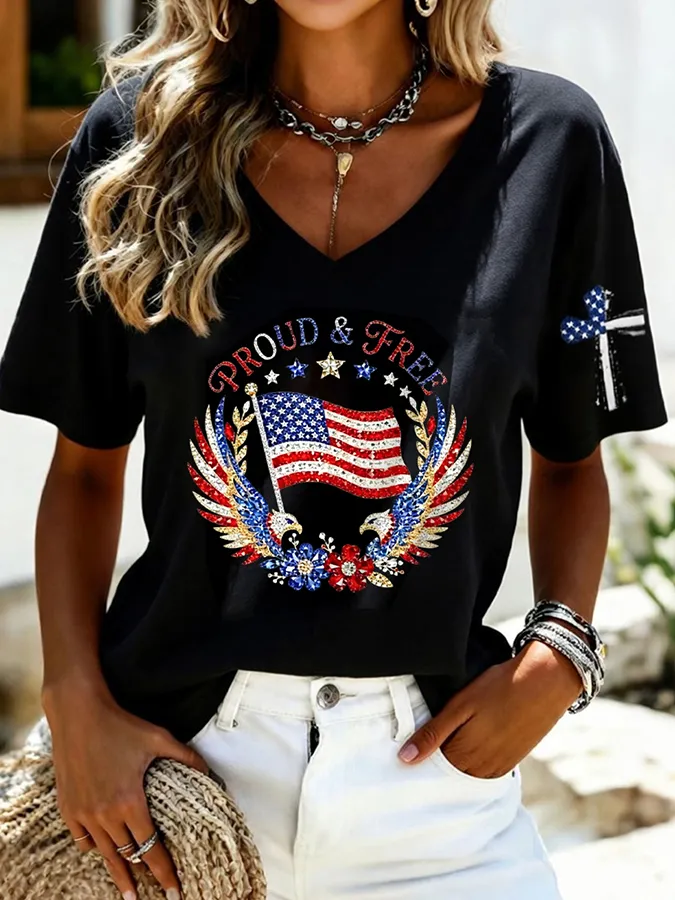 Women's Casual 250th Anniversary Independence Day Printed T-shirt
