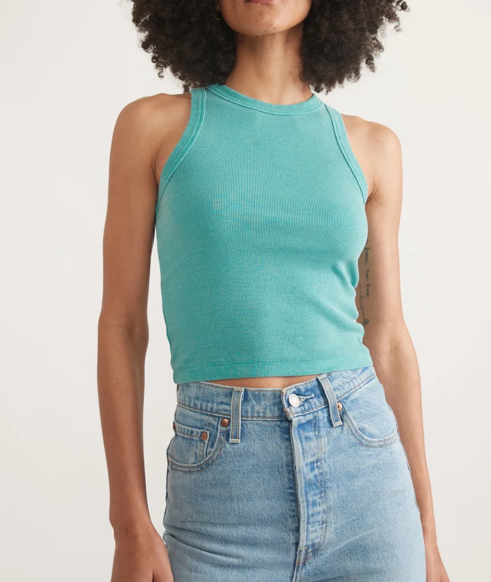 Turquoise Textured Crop Tank