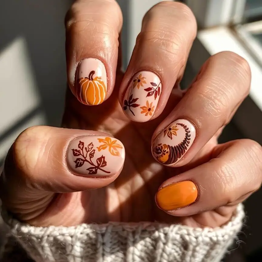 Nailhour 24Pcs Autumn Daily Short Squoval Press On Nails