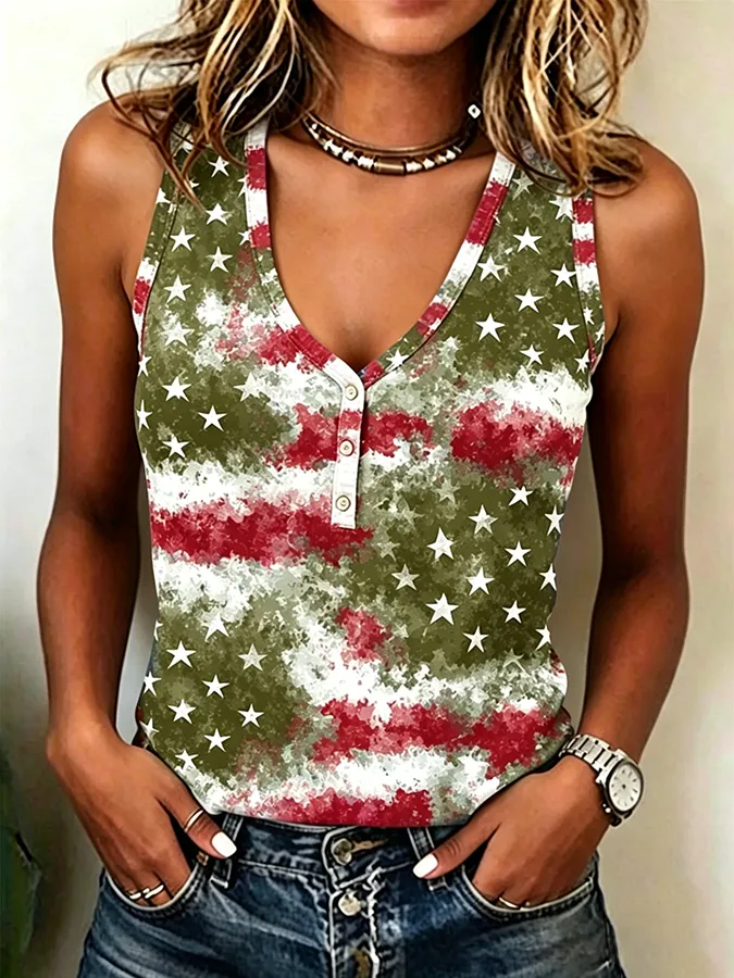 Women's Vintage Tie Dye American Flag Tank Top