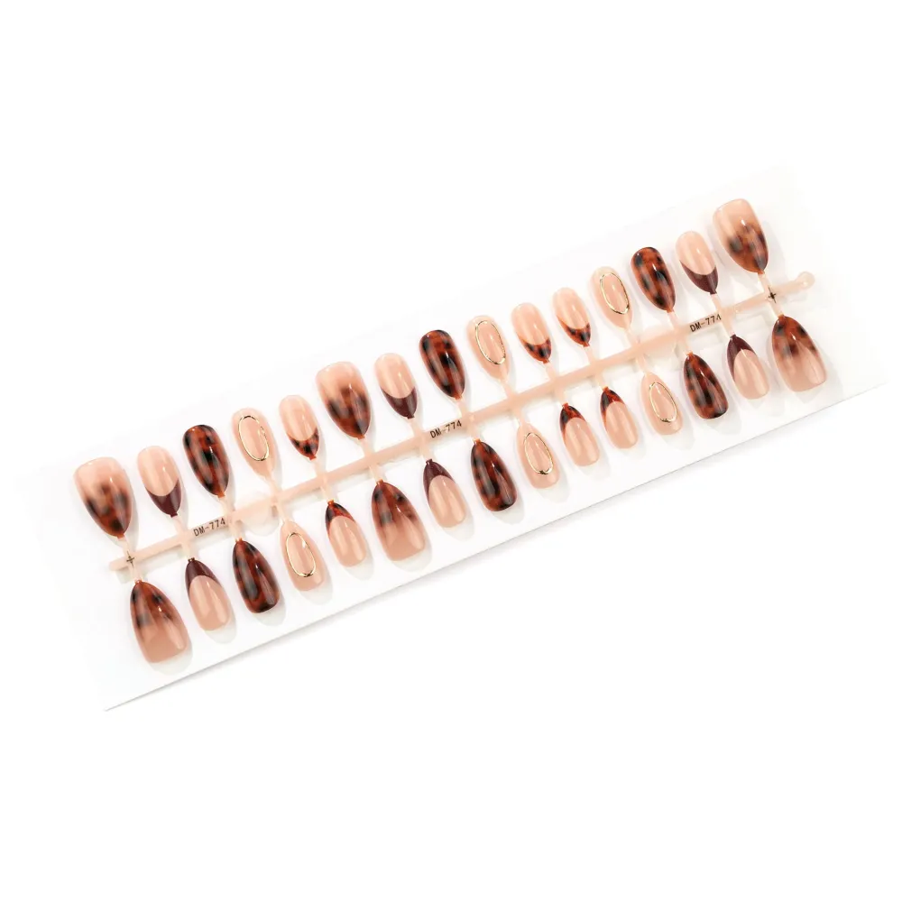 Nailhour 30Pcs Autumn Medium Almond Leopard Print French Press On Nails