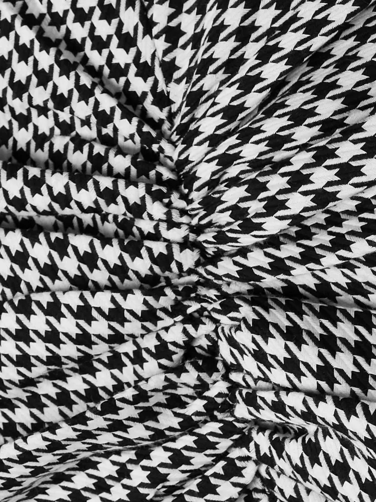 Houndstooth Ruched Mini Dress