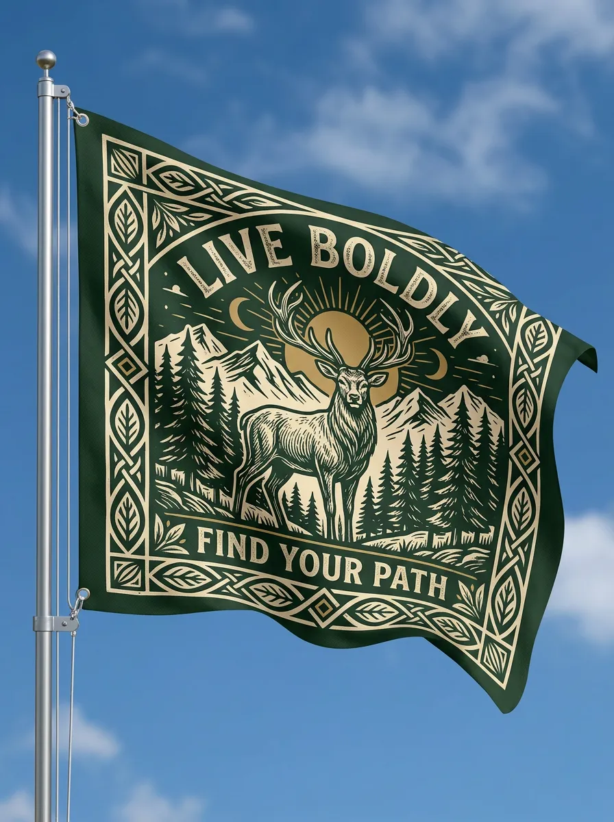 Live Boldly Deer Mountain Outdoor Flag