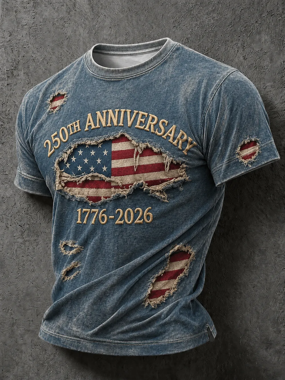 Men'S Casual American 250Th Anniversary Printed Round Neck Short Sleeved T-Shirt