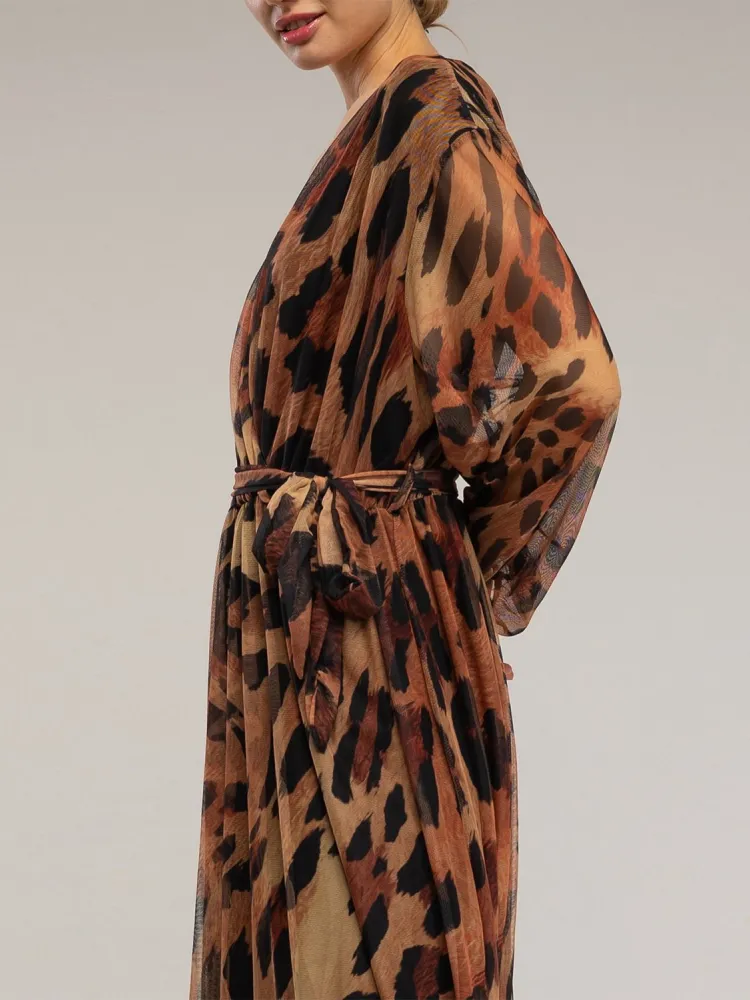 Leopard Print V-Neck Dress