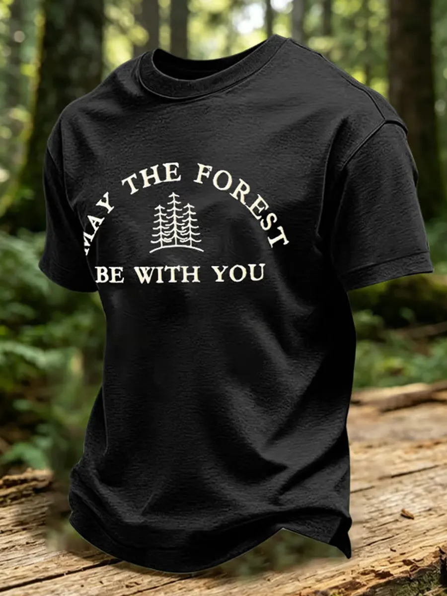 Men's May The Forest Be With You Printed Casual T-Shirt
