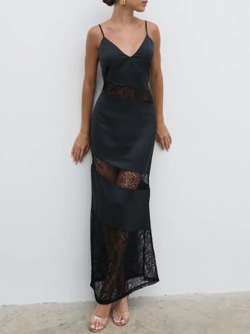 Lace Inserted Slip Dress