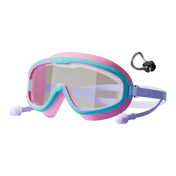 Extra-Large Wide-Angle Children'S Waterproof Swimming Goggles With Earplugs