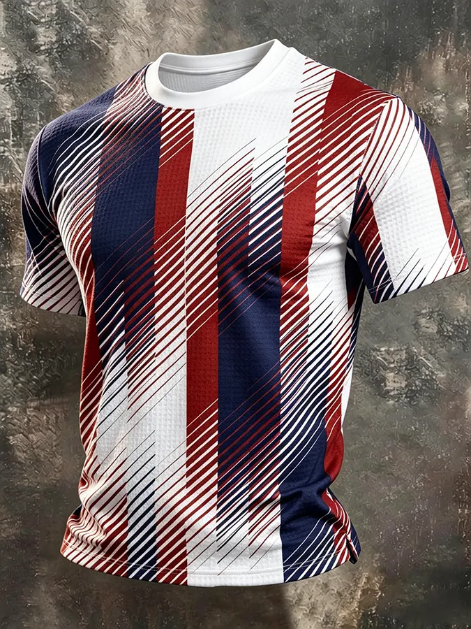 Men's Patriotic Color-Blocked Waffle T-Shirt