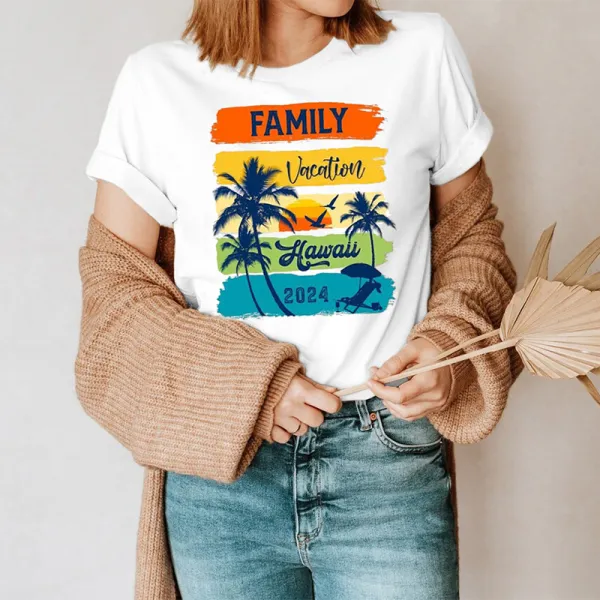 Women's Family Vacation Hawaii Pattern Printed Tee