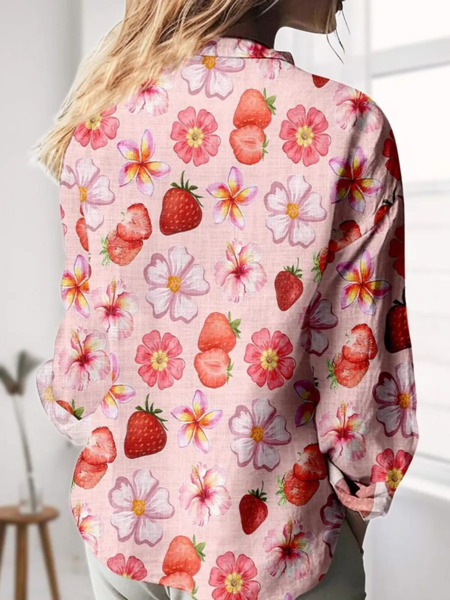 Sweet Strawberry Print Shirt