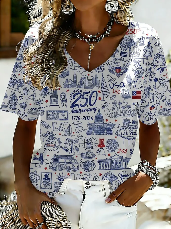 USA 250th Anniversary V-Neck Tee