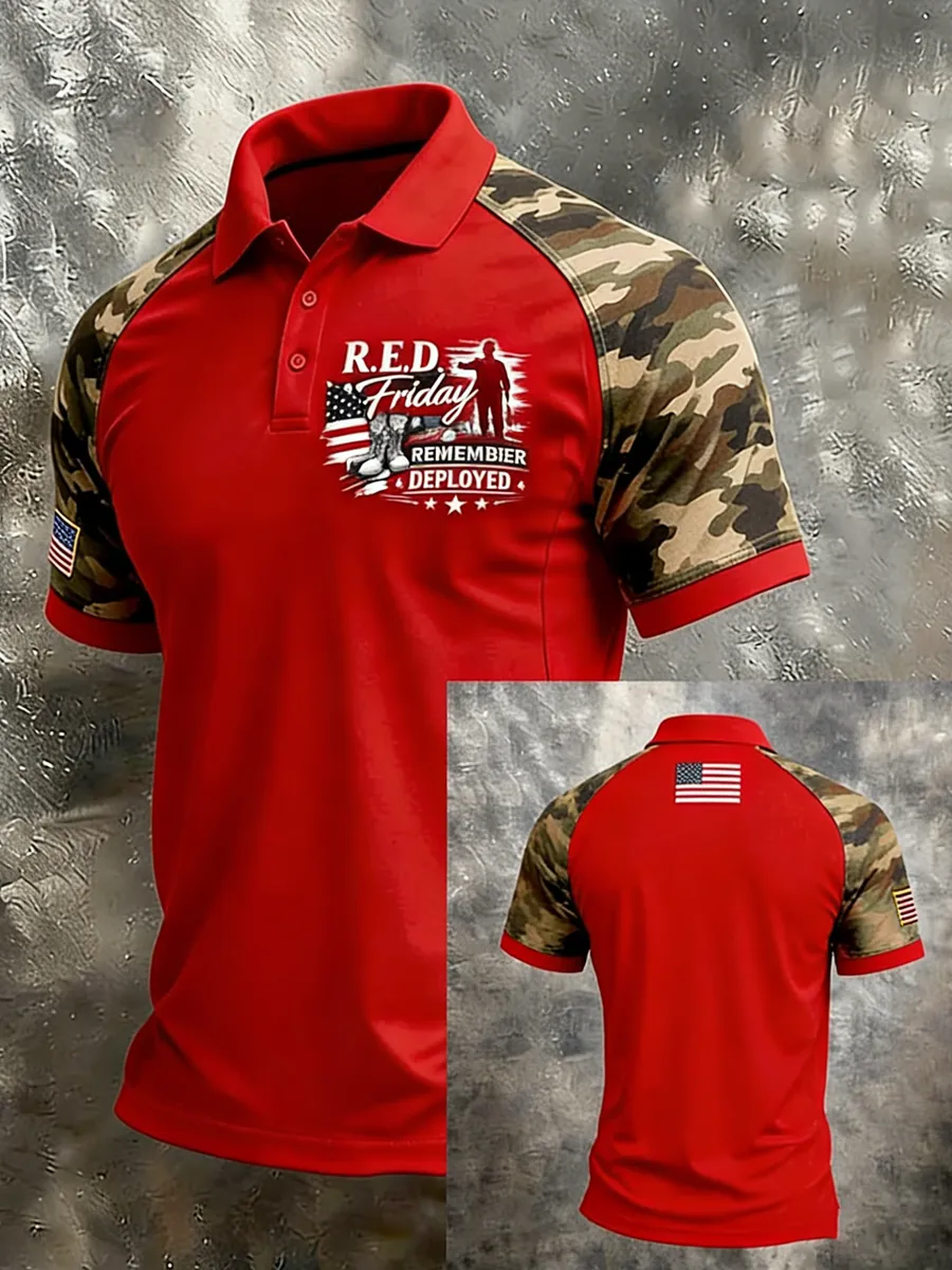 Men's veteran commemorative red Friday short sleeved shirt