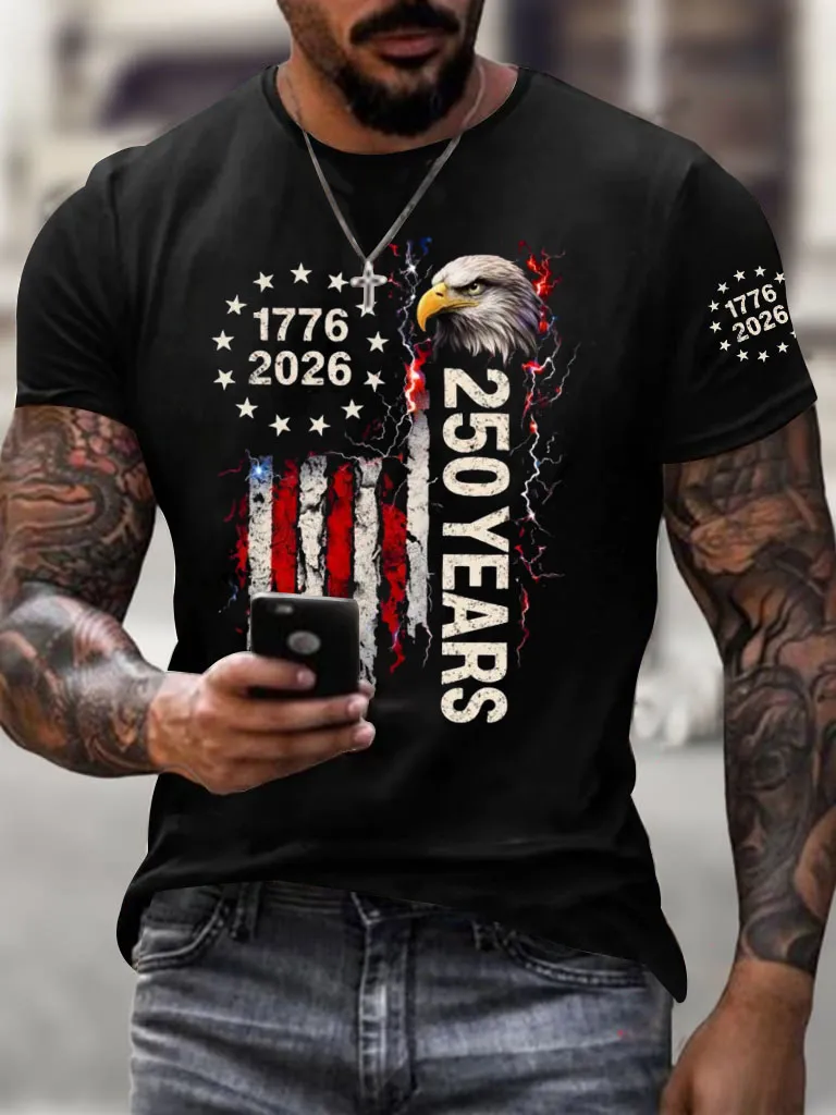 Men'S Bald Eagle American Printed T-Shirt