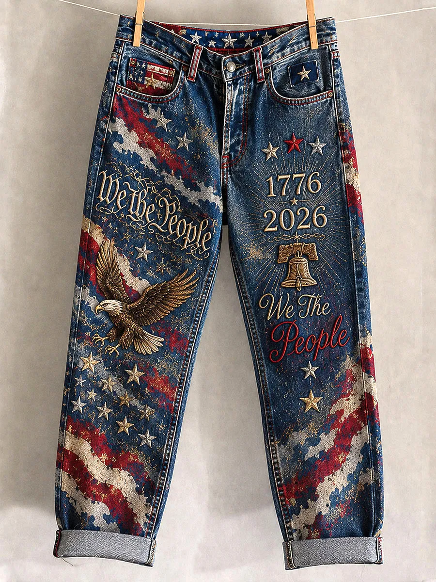 Women's 250th Anniversary Hot Diamond Printed Casual Jeans