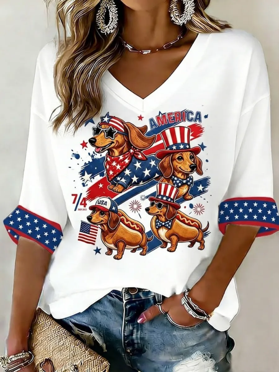 Women'S 250Th Anniversary Flower Dress Casual Art Printed Top