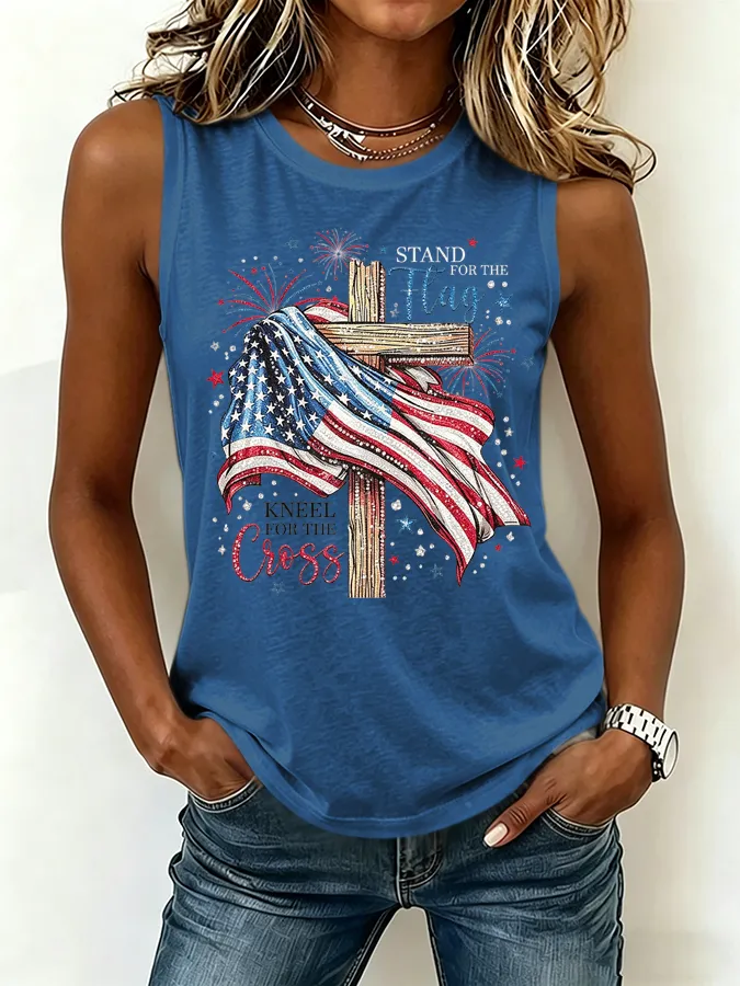 Women'S America Flag Printed Tank Top