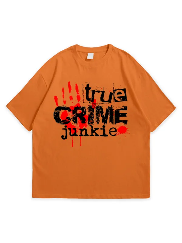 Men'S Halloween Ture Crime Junkie Leisure Round Neck  T-Shirt