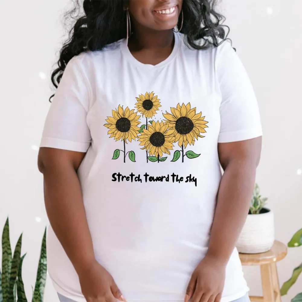 Sunflower Motif Printed Casual T-Shirts