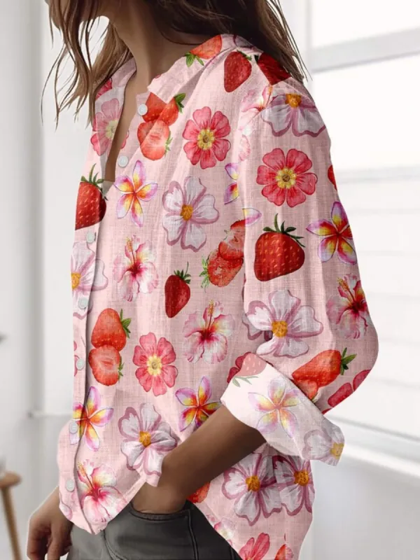 Sweet Strawberry Print Shirt