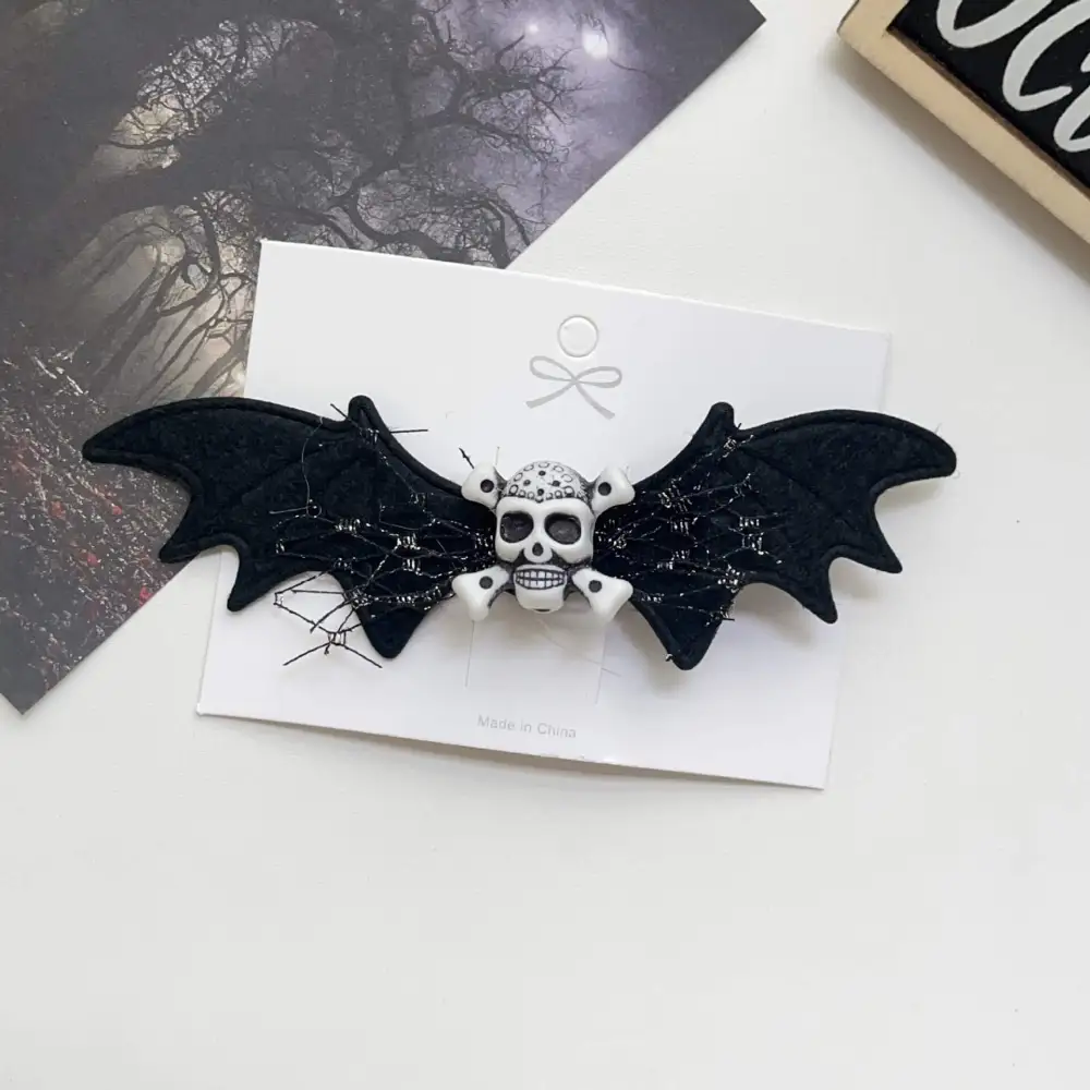 2pcs Halloween Skull Bat Hairpin