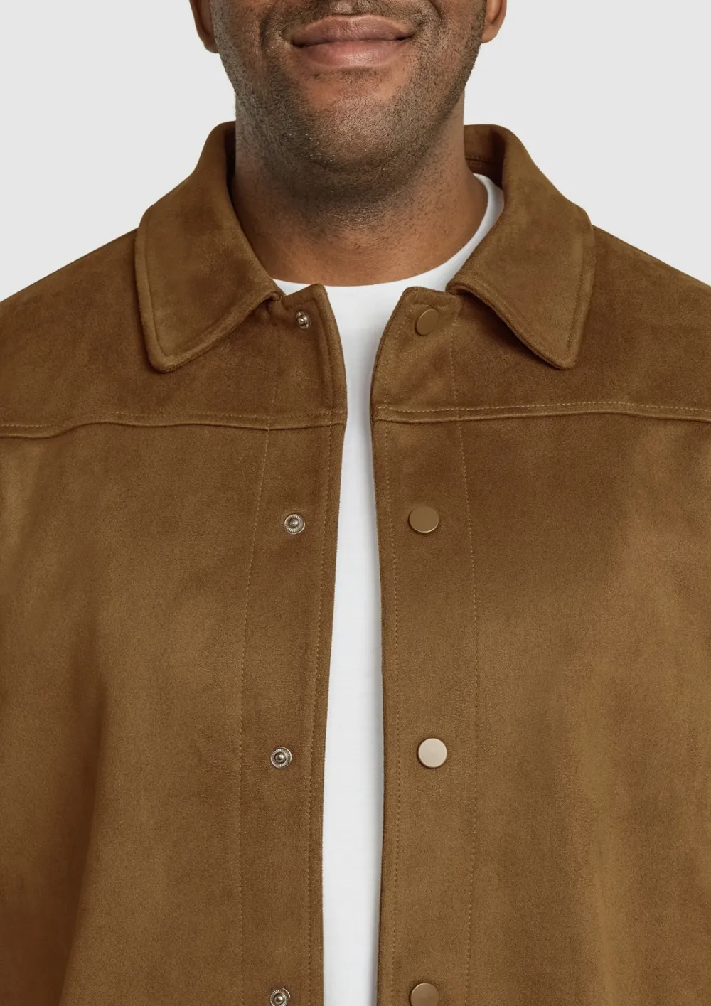 BROWN SUEDE JACKET WITH CLASSIC COLLAR FOR CASUAL WEAR