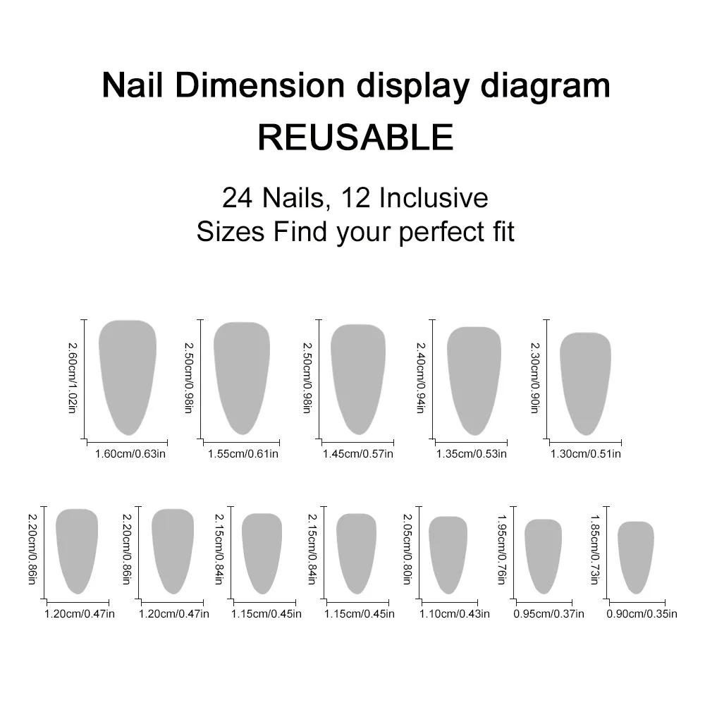 Nailhour 24Pcs 3D Gilded Blue French Press On Nails